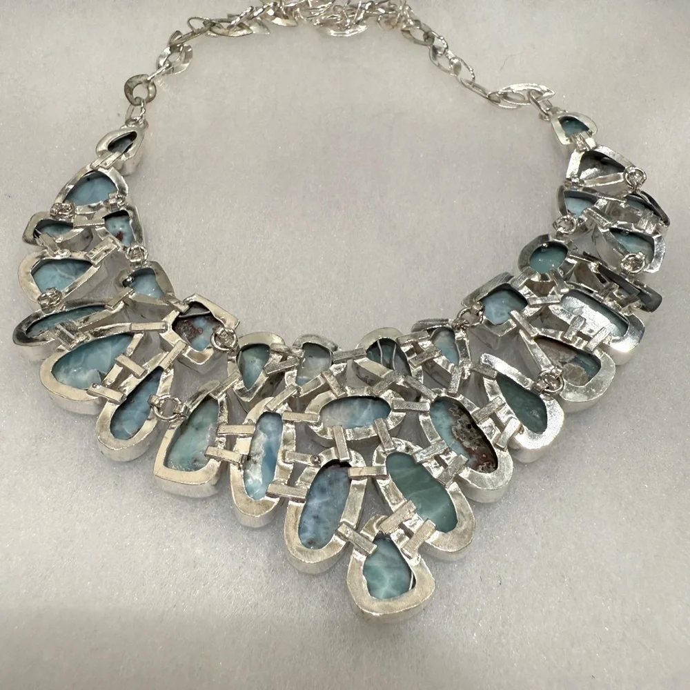 Sterling Silver Caribbean Larimar Necklace - Picture 6 of 8